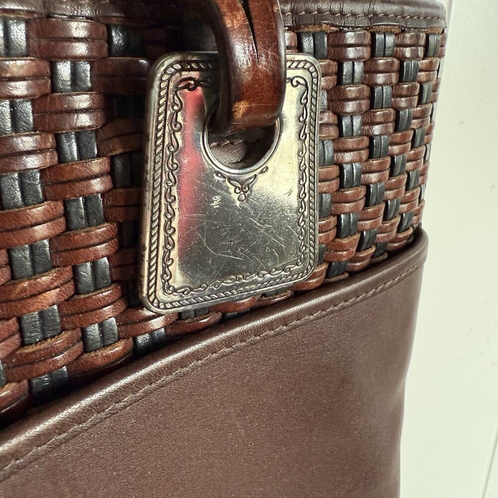 Brighton Brown Leather Basket Weave Design‎ Tote Handbag Purse Vintage - Picture 11 of 13